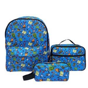 Juego de 3 Piezas de Mochila Escolar para Niños, Bolsa de Estudiante de Poliéster 300D con Lonchera y Estuche para Lápices, Mochila Escolar de Gran Capacidad con Dibujos Animados - Product Image 1