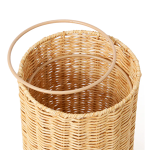 Handwoven Natural Rattan Trash Can Eco-Friendly Waste Paper Basket Classic Open Top Garbage <b>Bin</b> <b>Bedroom</b> Storage Basket - Product Image 4