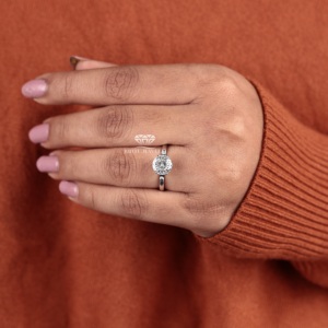 Bague de fiançailles solitaire de style portugais, diamant de taille antique cultivé en laboratoire certifié EGL, or blanc 14 carats, 2,00 ct, 8,00 mm, pour mariée - Product Image 3