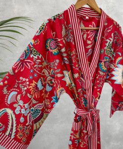 Women Cotton Floral Robe – Lightweight Soft Kimono Style Bathrobe for Daily Wear - Product Image 2