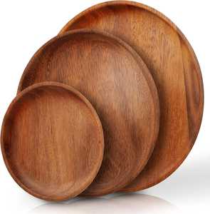 Platos Redondos de Madera Natural para Arroz, Irrompibles, No Tóxicos, Modernos y de Lujo, Vajilla para Bodas, Servicio de Aperitivos - Product Image 4