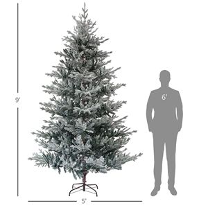7ft Nordic Pine Christmas <b>Tree</b> 9ft Foldable Hinged Xmas <b>Tree</b> with Snow Easy Assembly Iron LED <b>Lights</b> for Home Office Holiday - Product Image 3