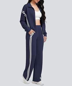 Ensemble de survêtement 2 pièces en polyester de qualité supérieure pour femme, avec fermeture éclair - Product Image 4