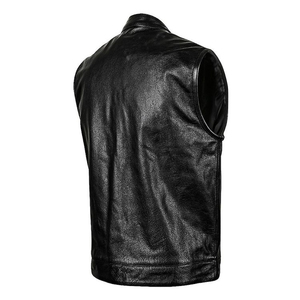 Professional Lawd Sports <b>Men's</b> Motorcycle <b>Leather</b> Vest Perforated Black <b>Leather</b> Biker Vest Silk Screen Printed Custom Autumn - Product Image 4