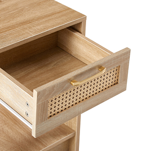 Side <strong>Table</strong> Wood Accent <strong>Table</strong> <strong>Rattan</strong> for Living Room Bedroom <strong>Bedside</strong> <strong>Table</strong> With Two Drawers Fashion - Product Image 2
