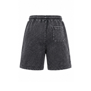 Men's 100% Cotton Solid Acid Washed French Terry Fleece Eco-Friendly Anti-UV Quick Dry Sweat Shorts Sun Faded Raw Edges <b>Spray</b> - Product Image 3