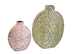 Ensemble de 2 jardinières en aluminium texturées, finition organique, plaqué or, écologiques, décor de table sculptural moderne, contemporain - Product Image 1
