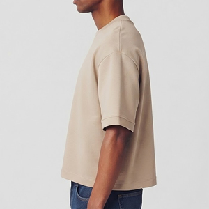 Hot Selling Customizable 100% Cotton Hip Hop <b>Crop</b> <b>Top</b> Drop Shoulder Heavyweight T-Shirt for <b>Men</b> Summer Wear Anti-Wrinkle - Product Image 3