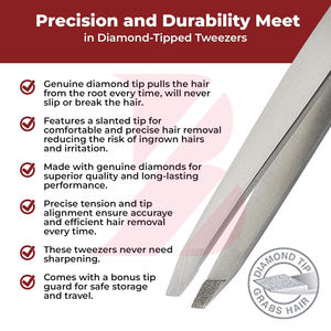 Pinzas de Precisión Inclinadas con Recubrimiento de Diamante, Fáciles de Usar, Perfectas para Depilación, Modelado y Cuidado de Cejas, con Agarre Cómodo - Product Image 3