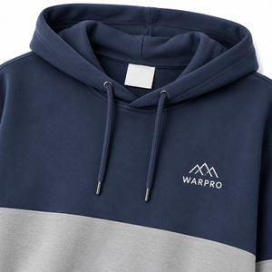 เสื้อฮู้ดผู้ชาย WARPRO แบบมีสีตัดกัน ทรงปกติ สวมใส่สบาย มีกระเป๋าหน้าและลายโลโก้ภูเขา เหมาะสำหรับใส่ในฤดูใบไม้ร่วง - Product Image 2