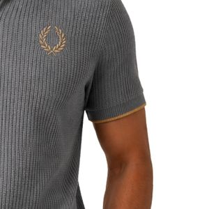 Polo de Punto Gris para Hombre con Cierre Dorado, Manga Corta, Estilo Casual de Lujo para Verano, Tela Texturizada, Diseño Personalizado, Camisa de Golf OEM - Product Image 6