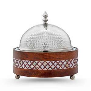 Chauffe-plat en nickel métallique avec couvercle martelé, décoration de table Ramadan, cocotte alimentaire - Product Image 1