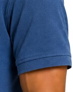 Polo homme bleu à manches courtes en coton piqué, motif jacquard décontracté, col rabattu, personnalisable, classique, été - Product Image 6