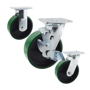 ล้อโพลียูรีเทนสีเขียวขนาด <span class=keywords><strong>4</strong></span>/<span class=keywords><strong>5</strong></span>/6/8 นิ้ว แกนเหล็ก ล้ออุตสาหกรรมอเนกประสงค์สำหรับรถเข็น - Product Image 3