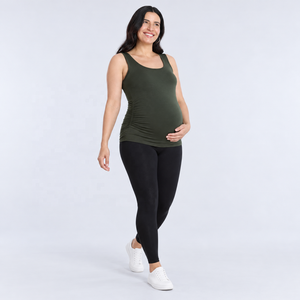 Camiseta sin mangas de maternidad para mujer, algodón y elastano, 130 GSM, con fruncido lateral, cuello redondo, sin mangas, logotipo personalizado - Product Image 3