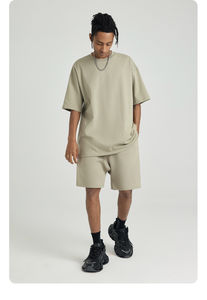 Conjunto de Verano para Hombre, Camiseta y Pantalones Cortos de Algodón Grueso, Personalizables, Estilo Casual - Product Image 3