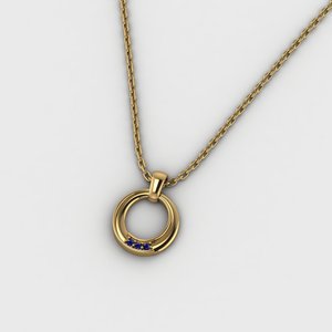 Collar con Colgante de Tres Piedras de Plata de Ley 925 Chapado en Oro de 18k, Estilo Minimalista, Regalo para Parejas, Amor Eterno, Zafiro y Cuarzo - Product Image 1