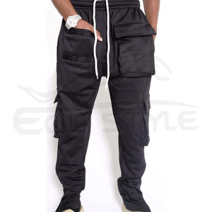 Pantalones Deportivos Negros al por Mayor, Antiarrugas, Transpirables, de Polialgodón, para Entrenamiento Atlético, Gimnasio y Deportes - Product Image 1