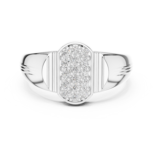 Anillo de Sello para Hombre con Racimo de Diamantes Cultivados en Laboratorio, Oro Blanco de 18K con Baño de Rodio, Minimalista, Certificado, Regalo de Boda o Compromiso - Product Image 1