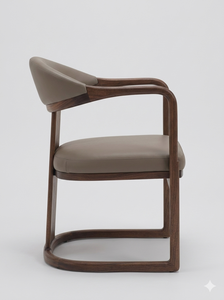 Modern Solid Wood Dining Chair with Leather Upholstery <b>Beige</b> Frame <b>Armchair</b> for Home Furniture Dining Room & Hotel Restaurant - Product Image 2