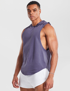 Sudadera con capucha sin mangas para hombre, de invierno, para gimnasio, atlética, 100% algodón, forro polar, con estampado digital. - Product Image 3