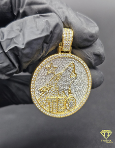 Colgante de Cabeza de Lobo con Moissanita VVS y Nombre Personalizado TEO, Joyería Hip Hop con Aspecto de Diamante, Pieza Destacada - Product Image 1