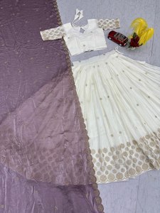 Conjunto de Saree de Seda Bordado para Mujer, Lehenga Choli, Ropa Étnica India y Pakistaní para Bodas y Fiestas - Product Image 2