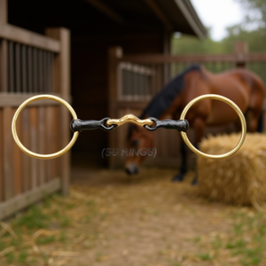 Loose Ring Tongue <b>Bite</b> Sweet Iron Single Joint Bit with Copper Centerpiece Equestrian Horse Bit - Product Image 3