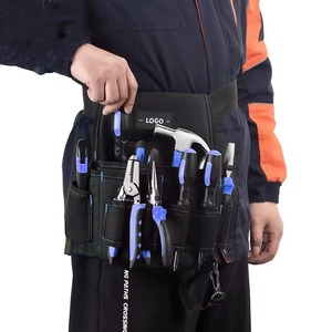 Heavy-Duty <b>Tool</b> <b>Belt</b> With Multiple Pockets Black And Orange <b>Tools</b> Organizer Waist Bag For Electricians And Mechanics - Product Image 3