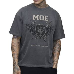 Camiseta Vintage Lavada para Hombre, de Algodón, Corte Holgado, con Estampado Gráfico, Estilo Urbano, Impresión Premium para Producción de Marca - Product Image 1