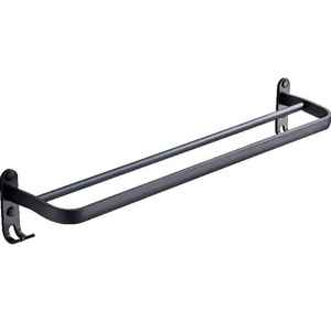 Porte-serviettes mural en chrome de qualité supérieure pour salle de bain, étagère de rangement, support à double barre de suspension, organisateur en métal robuste - Product Image 3