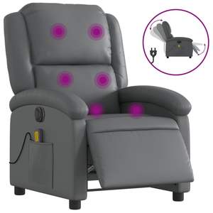 Fauteuil de massage inclinable électrique en similicuir gris - Product Image 2