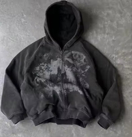 Özel Gotik Kale Baskılı Kapüşonlu Erkek Sokak Giyim Hip Hop Retro Yıkanmış Polar Büyük Beden Bol Kışlık %100 Pamuklu Sweatshirt