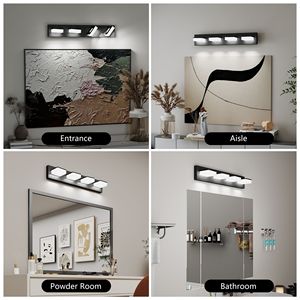 Lampada da Bagno a LED Moderna in Acrilico Nero Opaco, 4 Luci, 25 Pollici, Illuminazione da Parete M - Product Image 3