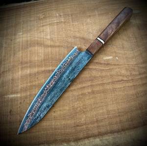 Couteau de Chef Professionnel en Damas à Haute Teneur en Cuivre, Forgé à la Main, Qualité Supérieure, 8-9,9 pouces, Manche en Bois, Ambidextre, Compatible Lave-Vaisselle, pour Cuisine - Product Image 3