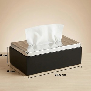 Top Quality Metal <b>Tissue</b> <b>Box</b> with Wooden Base Convenient Napkin <b>Holder</b> for Home Hotel & Office Tabletop Use At Bulk - Product Image 3