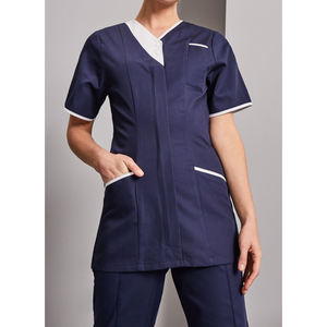 เสื้อทูนิคแขนสั้นผ้าคอตตอนผสมสแปนเด็กซ์ปักโลโก้ตามสั่ง สำหรับพนักงานนวดแผนไทย สปา ร้านเสริมสวย โรงแรม และงานบริการต่างๆ - Product Image 5