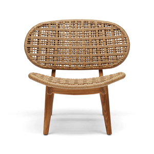 Lounge Chair Rattan Contemporary Outdoor Garden Sofa One Seat Aluminum Frame Durable Design Leg with Teak Wood - Capri - Product Image 5