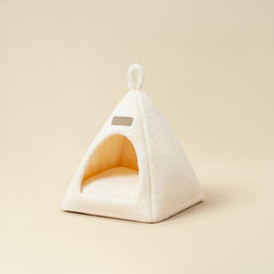 Offre Spéciale Triangle chien tente lit doux en peluche chaud hiver chien maison intérieur nid pour animaux de compagnie couleur unie respirant petits animaux - Product Image 3