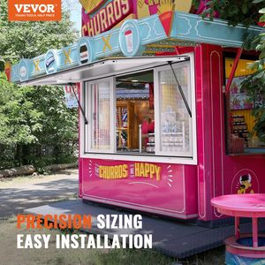 Ventana de Servicio de Aluminio de 53 x 33 Pulgadas para Camiones de Comida, 4 Paneles Deslizantes con Toldo, Puerta con Gancho que se Abre 85 Grados - Product Image 2