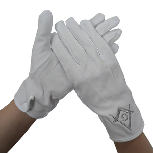Gants maçonniques personnalisés à bas prix, brodés, unis, en coton blanc, pour cérémonies religieuses, gants de régalia maçonniques - Product Image 3