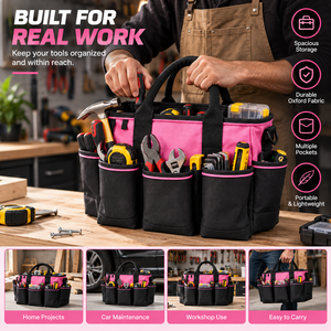 Sac à outils multifonction en tissu Oxford robuste avec un compartiment principal spacieux, plusieurs poches et des poignées confortables - Product Image 4