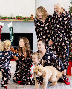 Custom <b>Christmas</b> Family <b>Pajama</b> Set 100% Polyester Casual <b>Matching</b> Holiday Sleepwear Gingerbread Print Family Clothing Collection - Product Image 6