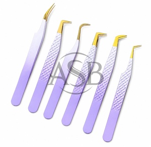 Pinces à épiler antistatiques de précision en acier inoxydable, couleur ombrée marron et blanc, pour extensions de cils et manucure - Product Image 5