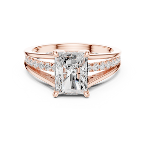 Rose Gold Radiant Cut <b>Diamond</b> Engagement <b>Ring</b> with Pavé Side Stones for Women Bridal Fine Jewelry - Product Image 2