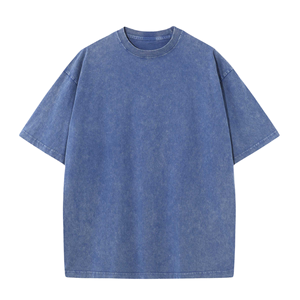 เสื้อยืดเดนิมทรงโอเวอร์ไซส์สำหรับผู้ชาย สไตล์วินเทจ สตรีทแวร์ สีดำล้วน แขนสั้น คอกลม - Product Image 4