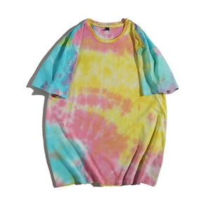 Alta calidad 100% algodón Unisex trajes Multicolor cuello redondo manga corta hombro caído de gran tamaño Hip Hop Casual camisas de hombre - Product Image 4