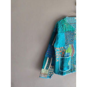 Chaqueta acolchada vintage para mujer, estilo patchwork, cárdigan corto bohemio, ropa de abrigo corta para invierno, regalo para ella. - Product Image 2