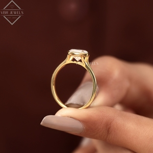 Bague solitaire en or jaune avec diamant taille marquise serti clos, bijoux de fiançailles et de mariage de luxe pour femme, fournisseur de cadeaux - Product Image 6