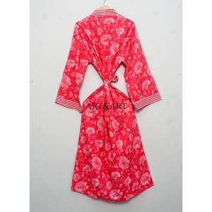 Robe kimono en coton très vendue, imprimée au bloc, pour la plage et l'hôtellerie - Product Image 5